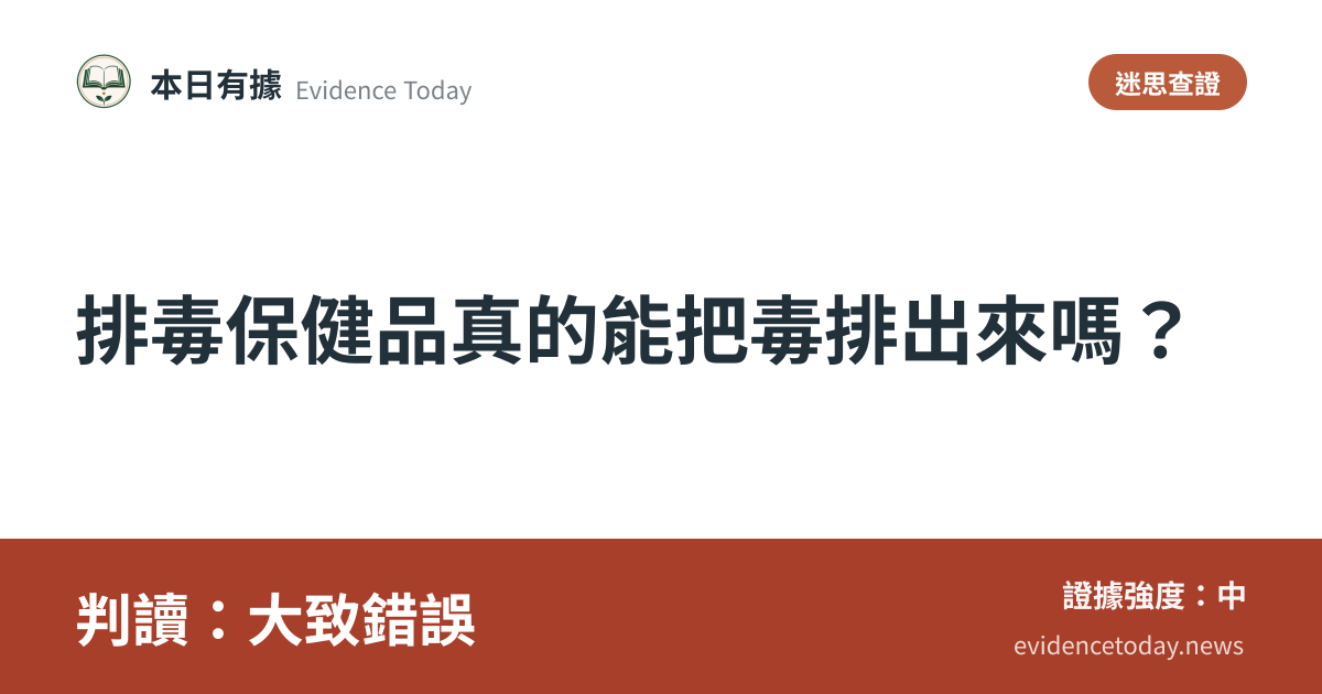 分享卡片預覽：排毒保健品真的能把毒排出來嗎？，判讀大致錯誤