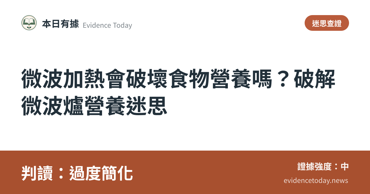 分享卡片預覽：微波加熱會破壞食物營養嗎？破解微波爐營養迷思，判讀過度簡化