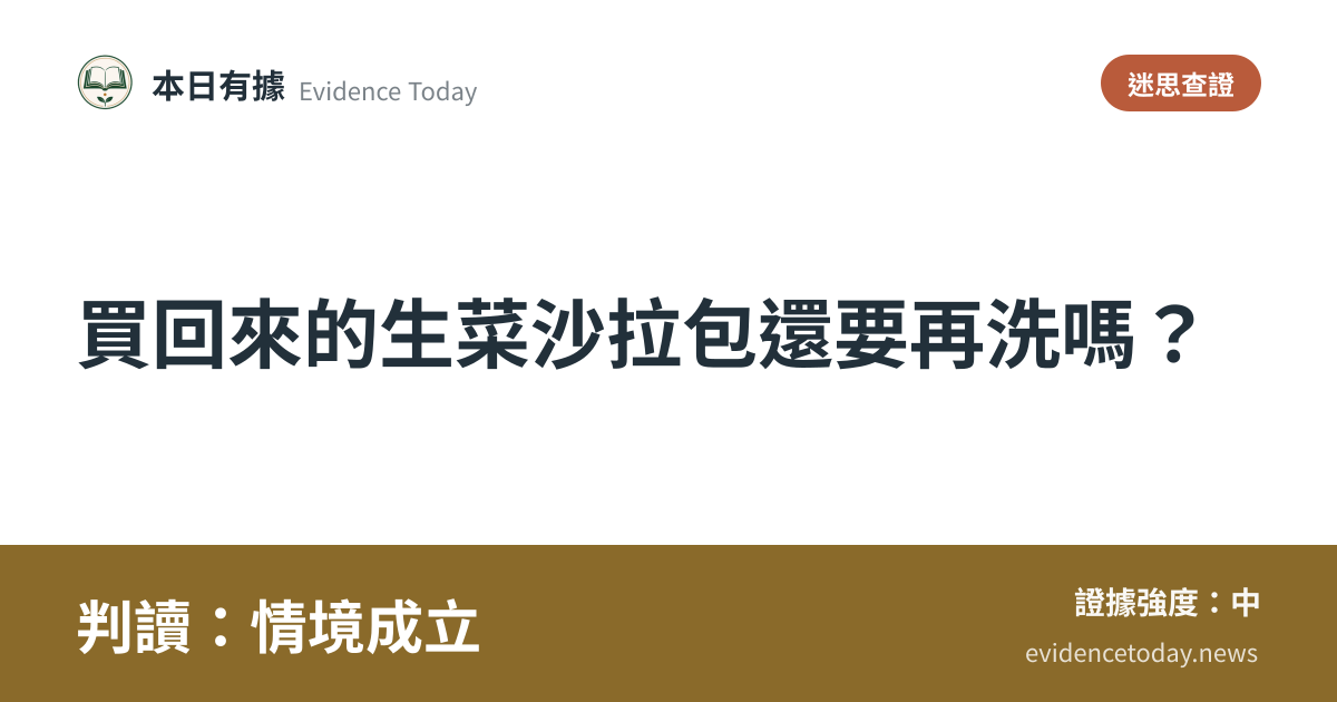 分享卡片預覽：買回來的生菜沙拉包還要再洗嗎？，判讀情境成立
