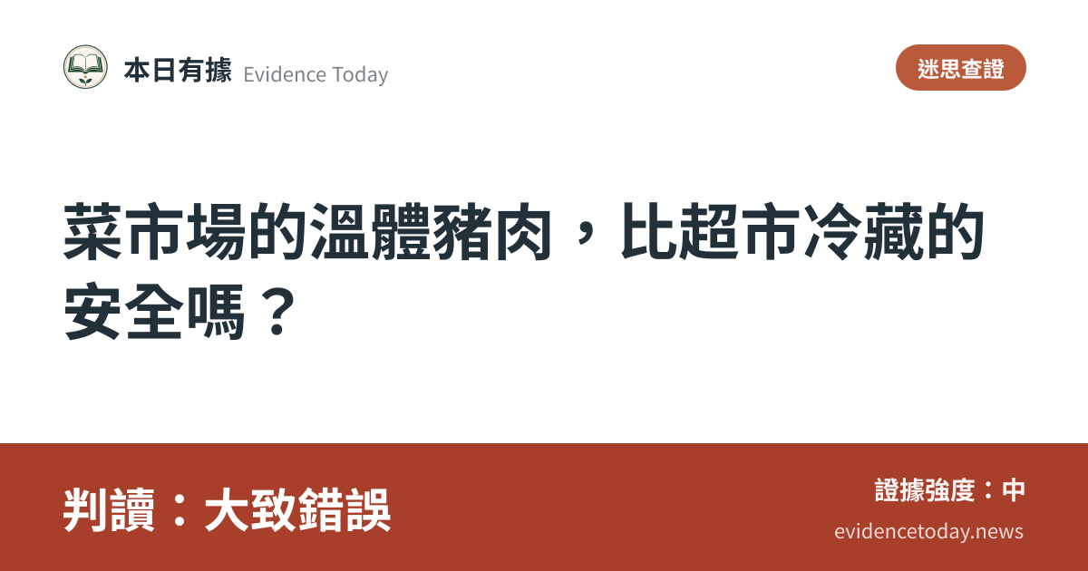 分享卡片預覽：菜市場的溫體豬肉，比超市冷藏的安全嗎？，判讀大致錯誤