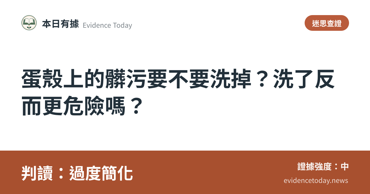 分享卡片預覽：蛋殼上的髒污要不要洗掉？洗了反而更危險嗎？，判讀過度簡化